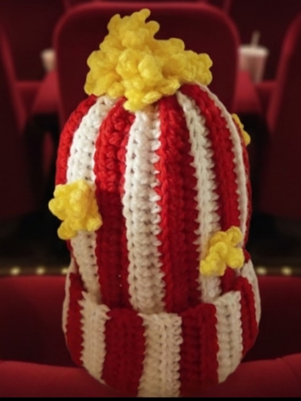 Handmade Child Crochet Movie Popcorn Beanie Hat (3-10 Years) 8X7